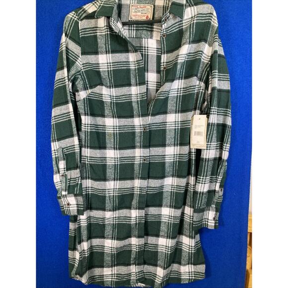 Jachs Tops - Jachs NY Girlfriend Plaid Flannel Shirt Dress Women’s Small Green White Tunic S